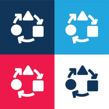 Adaptive blue and red four color minimal icon set clipart