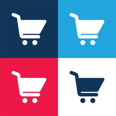 Büyük Alışveriş Arabası mavi ve kırmızı Minimum simge seti