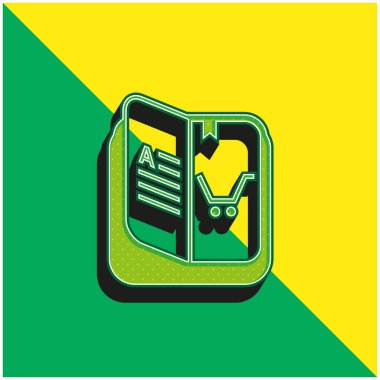 Kitap Yeşil ve Sarı Modern 3D vektör simgesi logosu