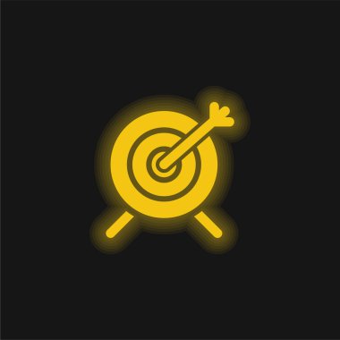 Okçuluk sarı parlak neon simgesi