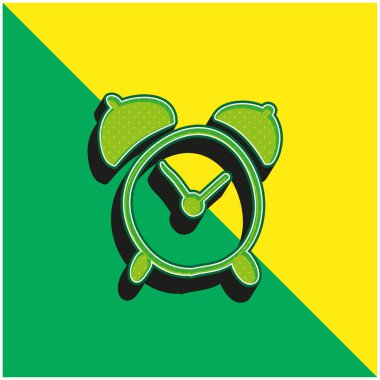 Alarm Saat Eli Çekim Aracı Yeşil ve Sarı 3D vektör simgesi logosu