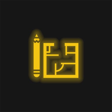 Mimari sarı parlak neon simgesi