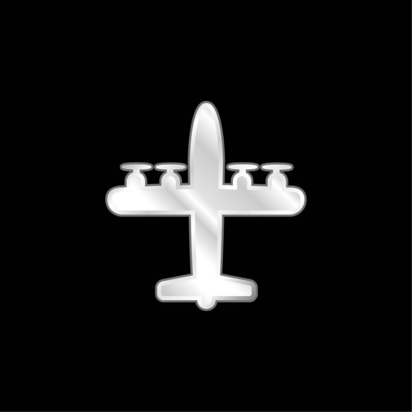 Самолет с четырьмя пропеллерами серебристый металлический значок