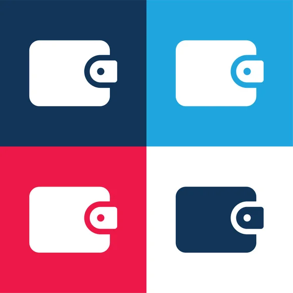 Billfold Blue Red Four Color Minimal Icon Set — Stock Vector