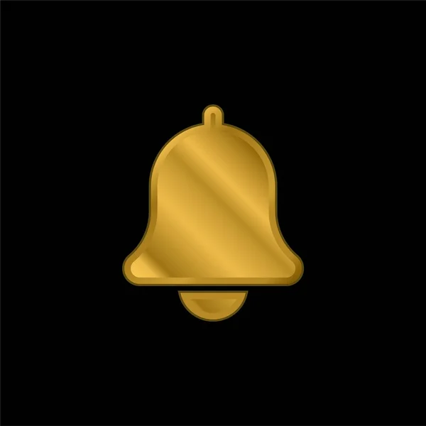 Bell Banhado Ouro Ícone Metálico Vetor Logotipo — Vetor de Stock