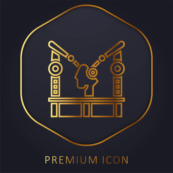 Assembly Machine golden line premium logo or icon