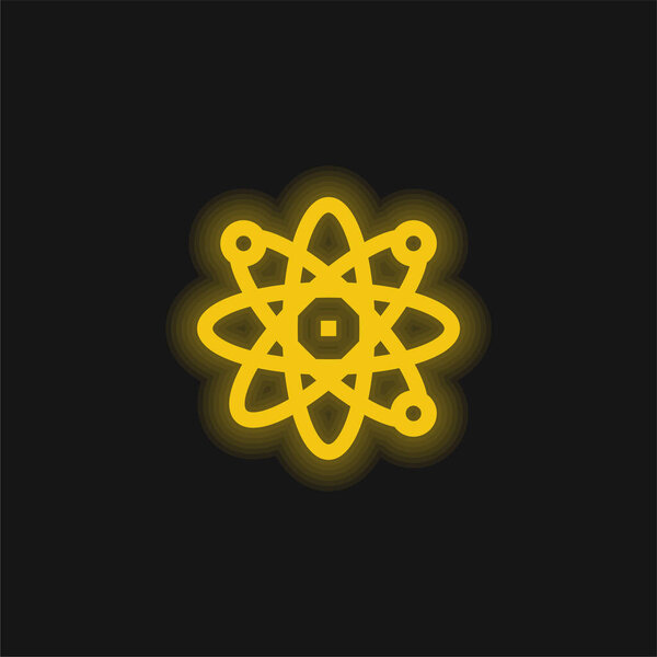 Atom yellow glowing neon icon