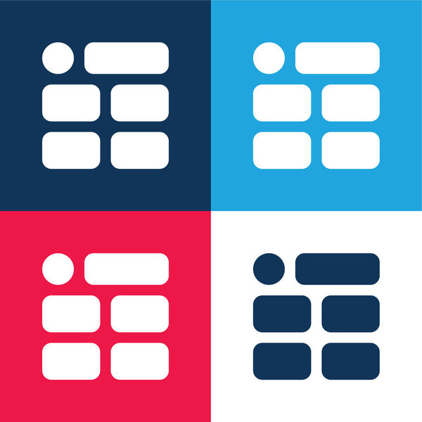 Blocks blue and red four color minimal icon set