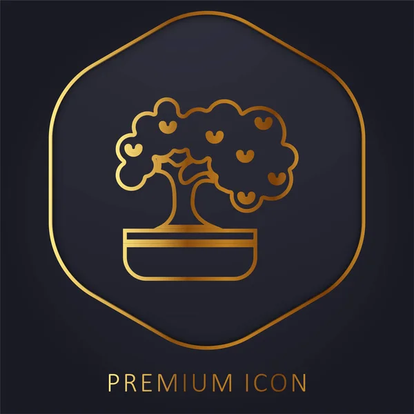 Bonsai Golden Line Premium Logo Oder Symbol — Stockvektor