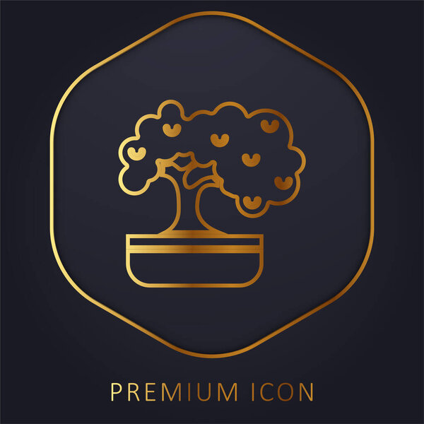 Bonsai golden line premium logo or icon