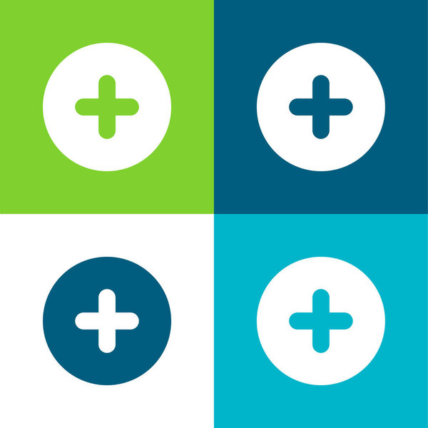 Add Round Button Flat four color minimal icon set