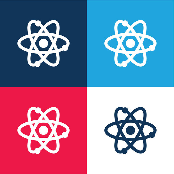 Atom blue and red four color minimal icon set