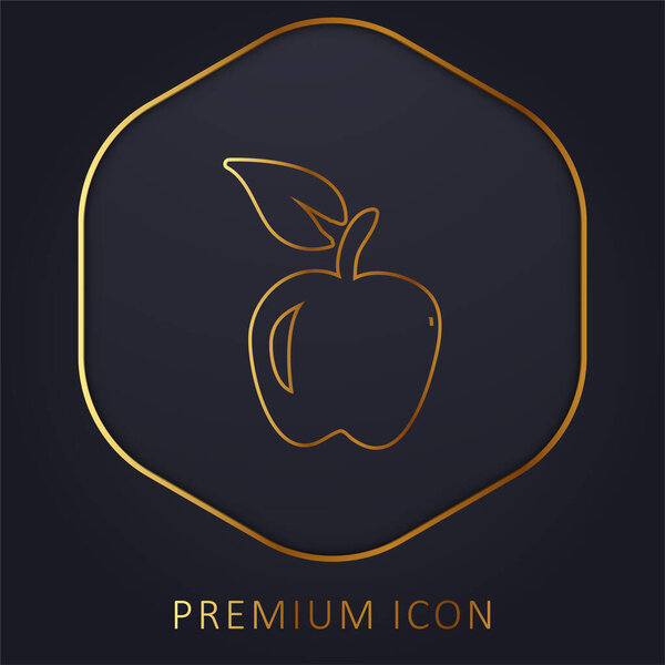 Apple Hand Drawn Fruit golden line premium logo or icon
