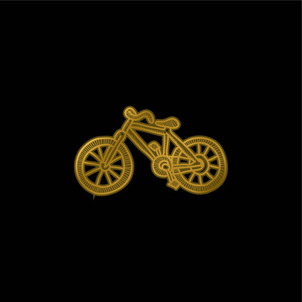 Bicycle gold plated metalic icon or logo vector
