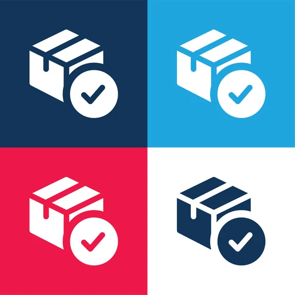 Approval Blue Red Four Color Minimal Icon Set — Stock Vector