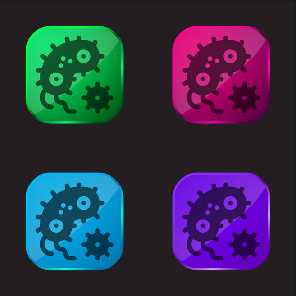 Bacteria four color glass button