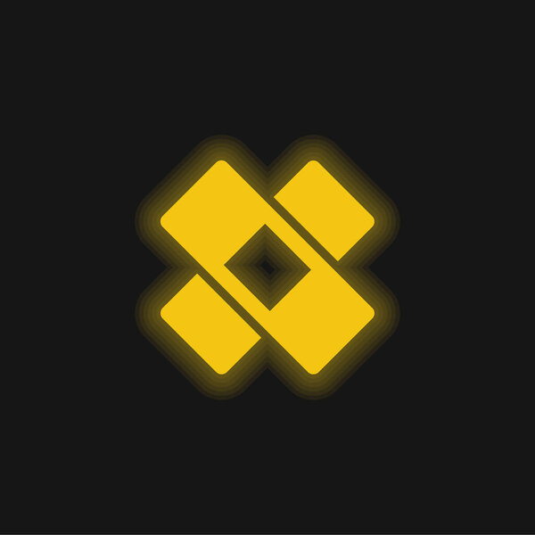 Band Aid yellow glowing neon icon