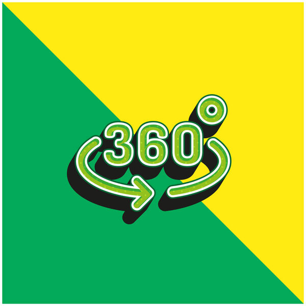 360 Degrees Green and yellow modern 3d vector icon logo