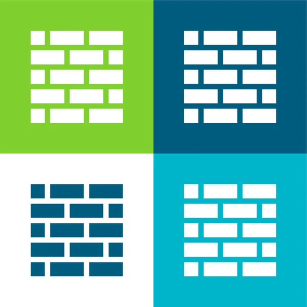 Brickwall Flat Conjunto Iconos Mínimo Cuatro Colores — Vector de stock