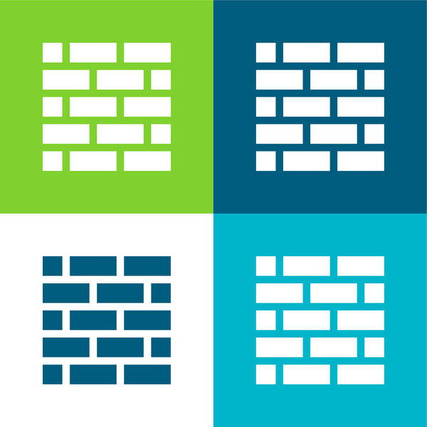 Brickwall Flat Conjunto Iconos Mínimo Cuatro Colores — Vector de stock