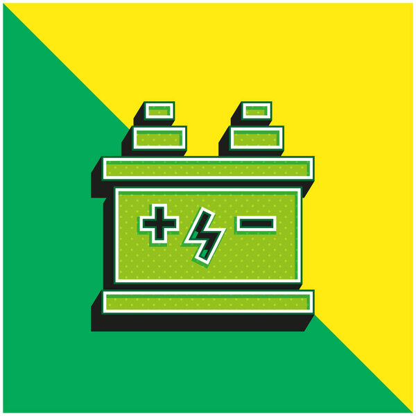 Батарея Зеленый и желтый современный 3d логотип вектора