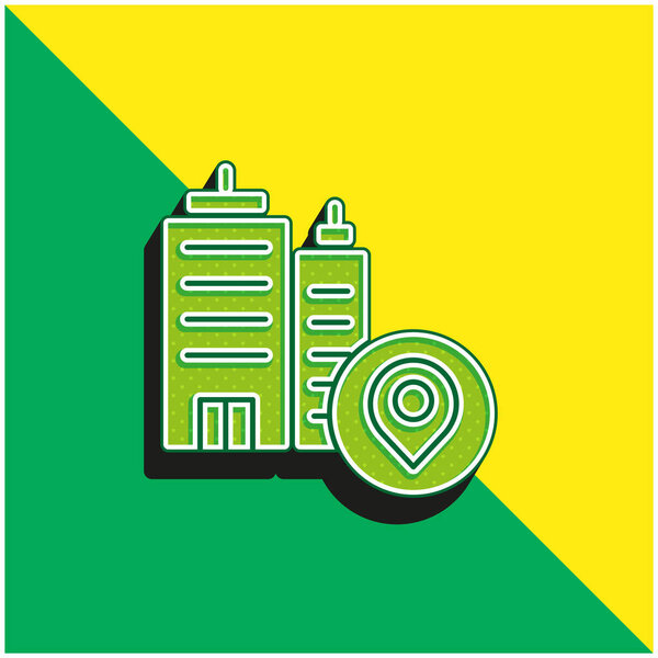 Address Green and yellow modern 3d vector icon logo