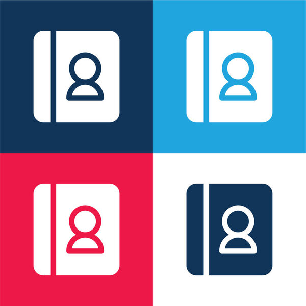 Agenda blue and red four color minimal icon set
