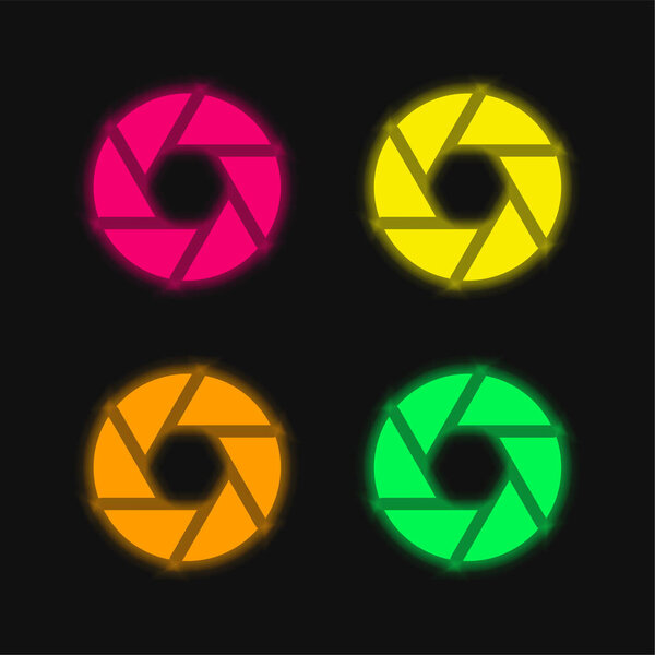 Aperture four color glowing neon vector icon