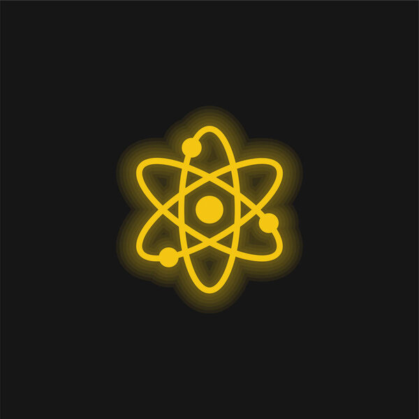 Atomic yellow glowing neon icon