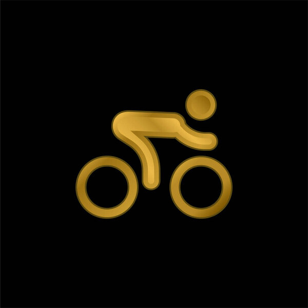 Bicycle Race gold plated metalic icon or logo vector