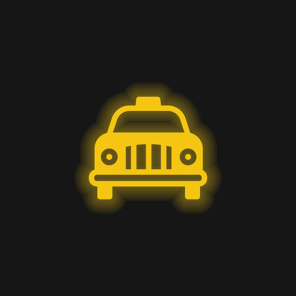 Airport Taxi yellow glowing neon icon