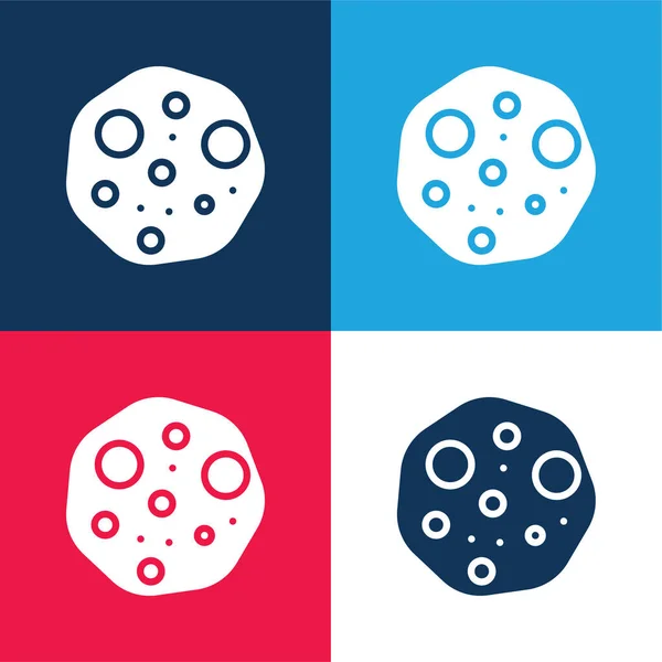 Ensemble Icônes Minimales Bleu Rouge Quatre Couleurs — Image vectorielle