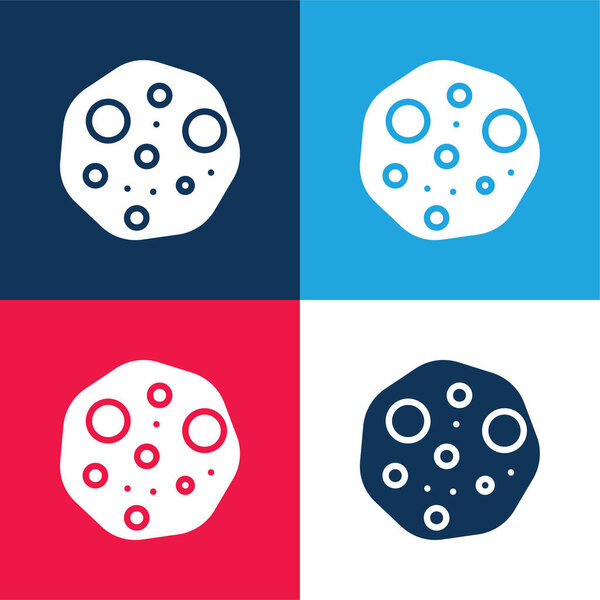Asteroid blue and red four color minimal icon set