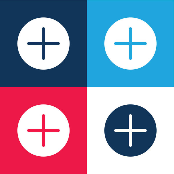 Add blue and red four color minimal icon set