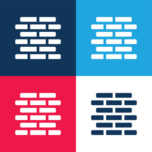 Bricks blue and red four color minimal icon set