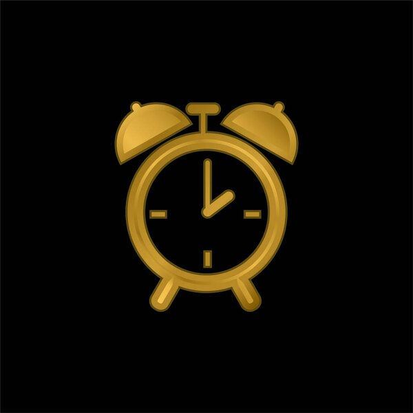 Спальня Круглая Будильник Позолоченный инструмент металлическая икона или логотип вектор