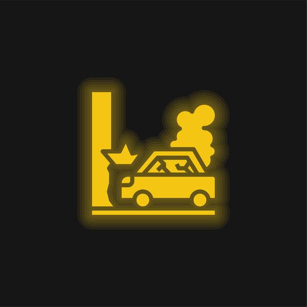 Accident yellow glowing neon icon