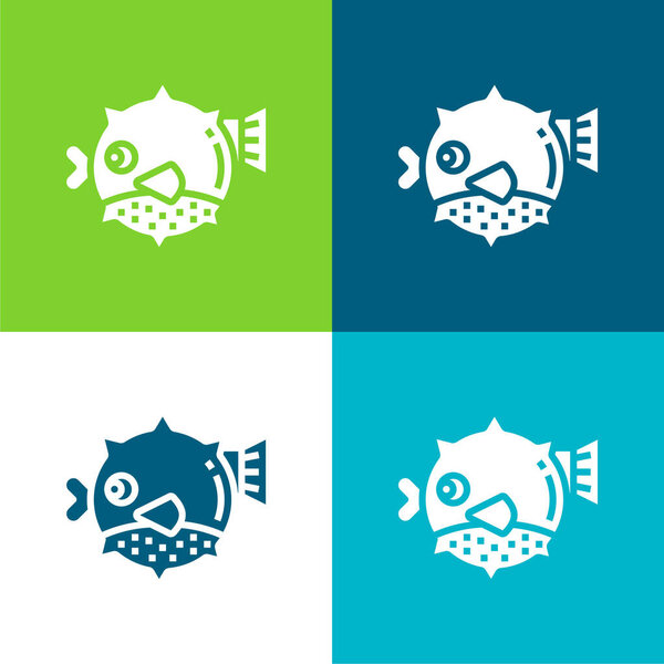 Blowfish Flat four color minimal icon set