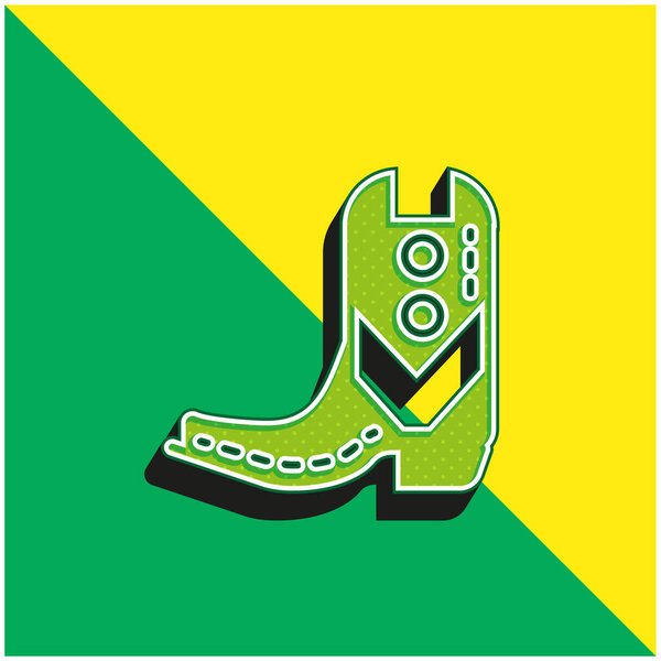 Boot Green and yellow modern 3d vector icon logo