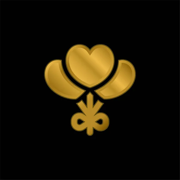 Globos Chapado Oro Icono Metálico Logo Vector — Vector de stock