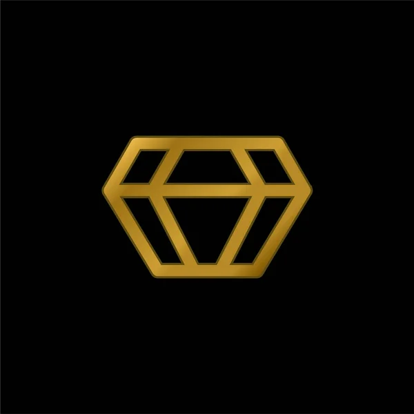 Big Diamond Pozłacany Metaliczna Ikona Lub Wektor Logo — Wektor stockowy