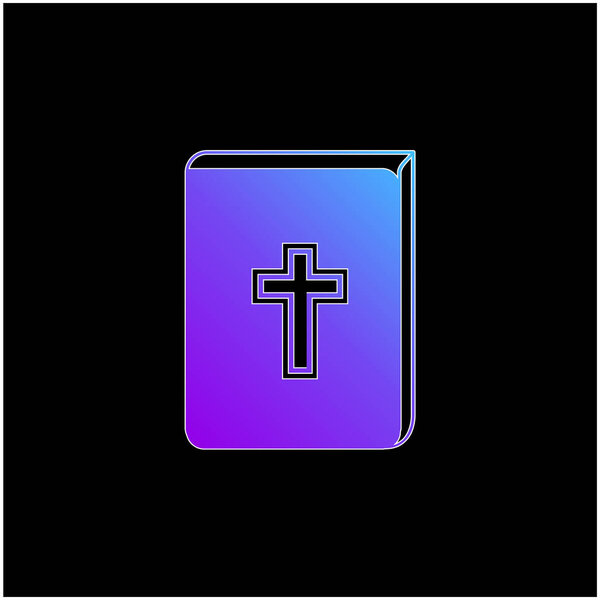 Bible With Cross Sign In Front blue gradient vector icon