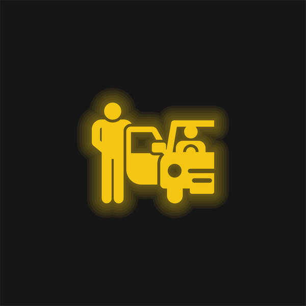 Bellboy yellow glowing neon icon