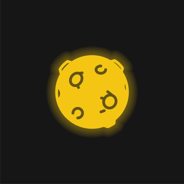 Black Ball With Circles yellow glowing neon icon