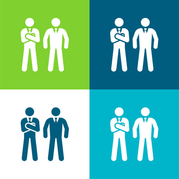 Bodyguard Flat Conjunto Iconos Mínimo Cuatro Colores — Vector de stock