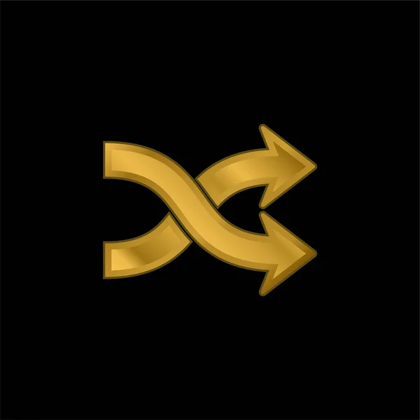 Arrow Shuffle Gold Plated Metalic Icon — 스톡 벡터