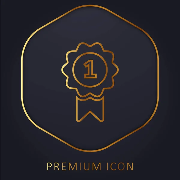 Prêmio Linha Dourada Logotipo Premium Ícone — Vetor de Stock