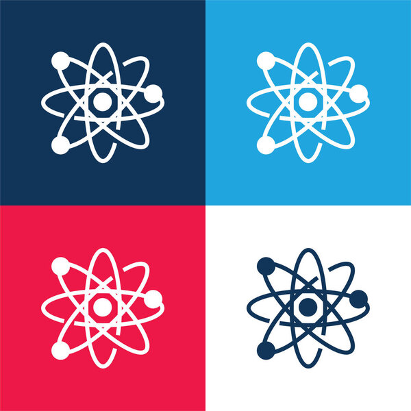 Atom blue and red four color minimal icon set