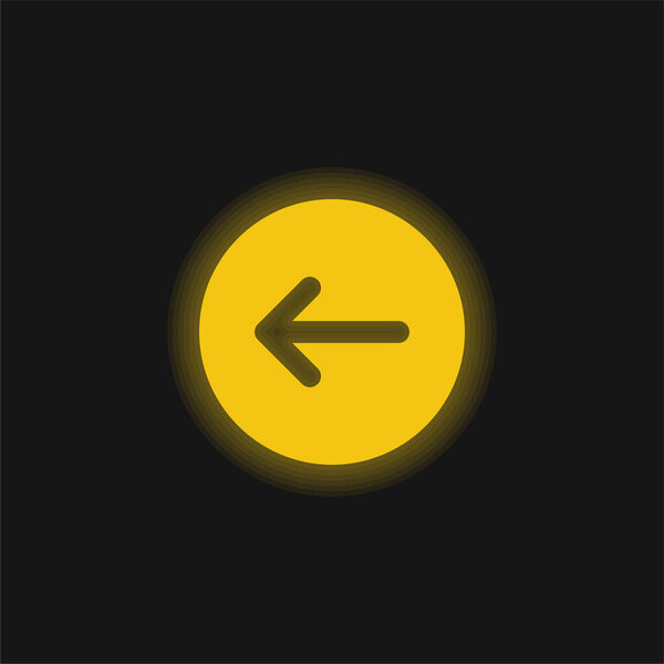 Back yellow glowing neon icon