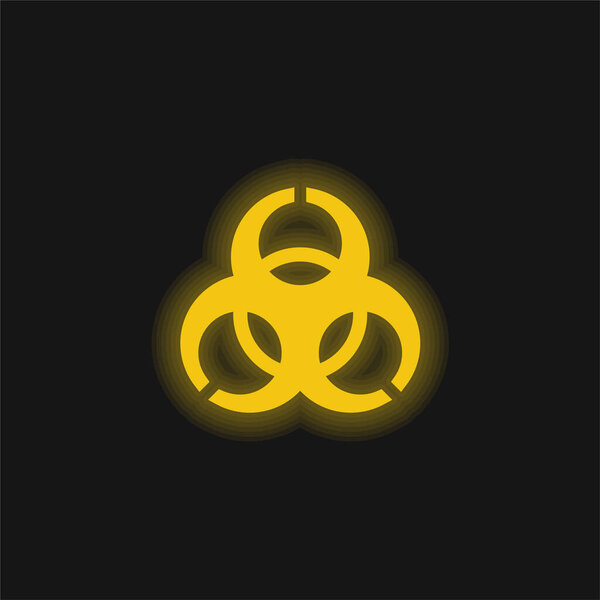 Biohazard yellow glowing neon icon